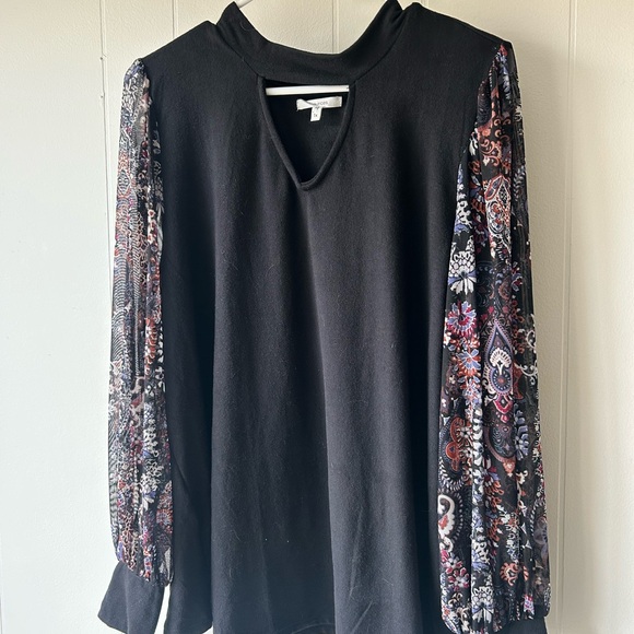 Maurices Tops - Maurices Black and Pink Embellished Blouse